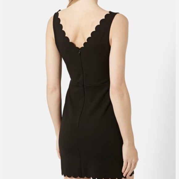 Topshop Black Scalloped Mini Dress - Picture 2 of 8